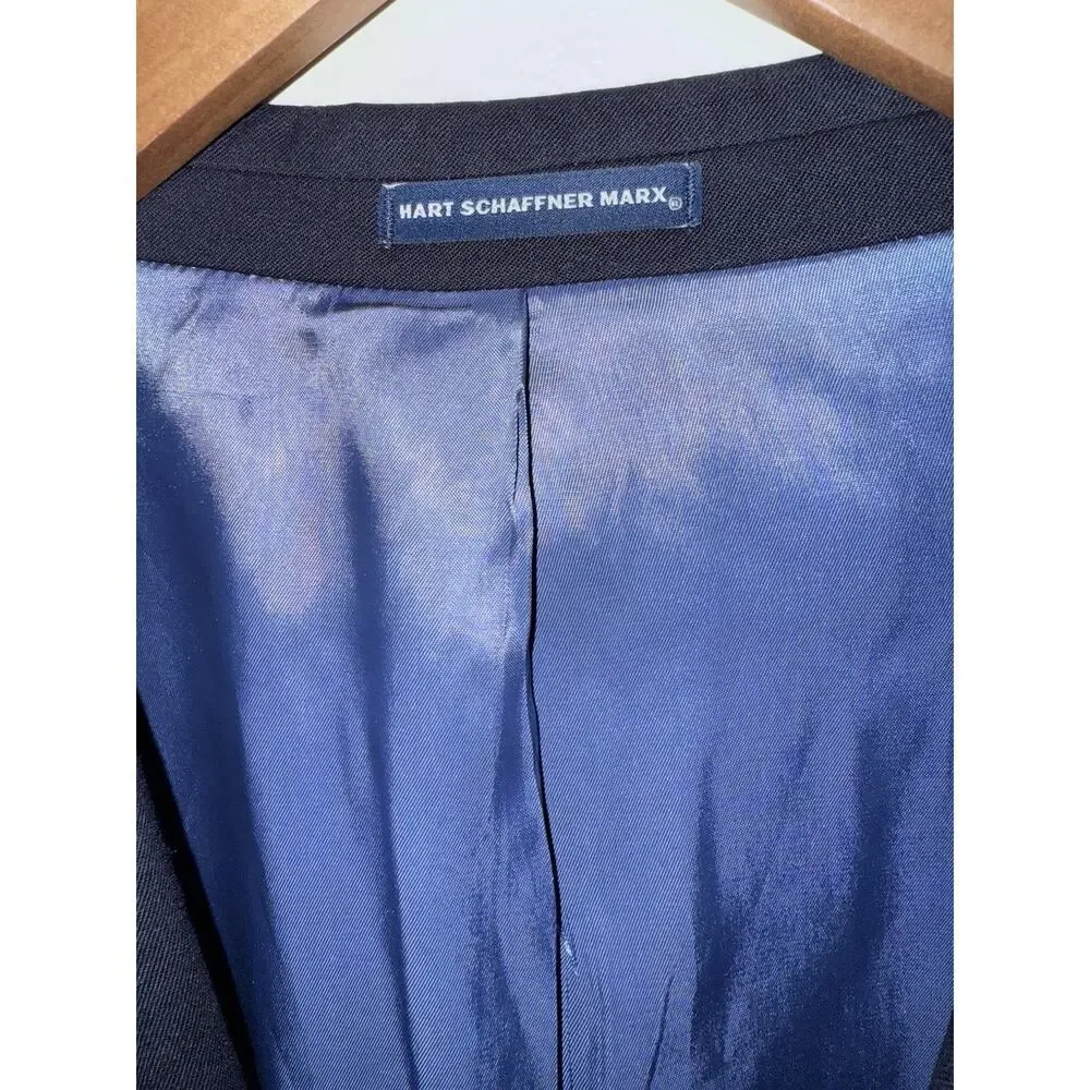 Hart Schaffner Marx Sport Coat Navy Blue Blazer Jacket Classic Single Breasted